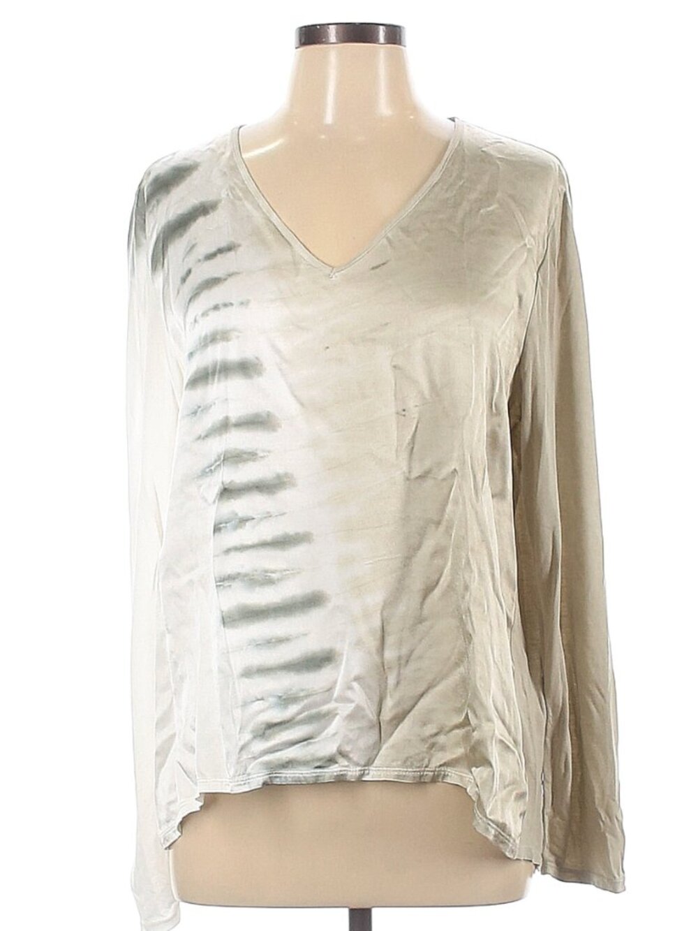 Xcvi Long Sleeve Blouse white and grey silk Size L